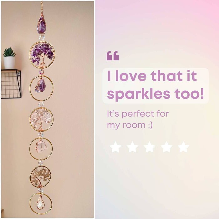 Chakra Gemstone Suncatcher - Amethyst, Citrine, Quartz