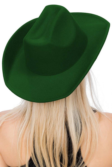 Plain Faux Felt Cowboy Wide Brim Hat