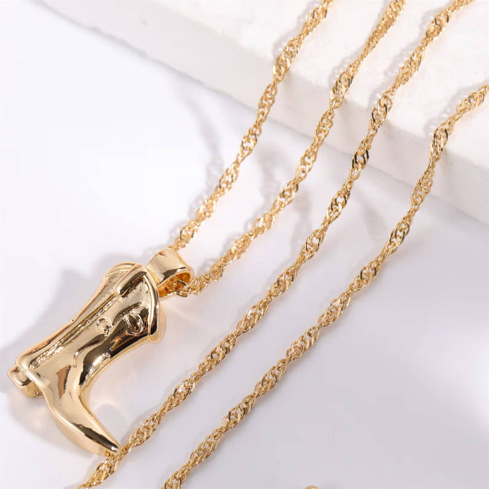 CowGirl Costal Dainty Boot Necklace 14K Steel "Kick ASS"