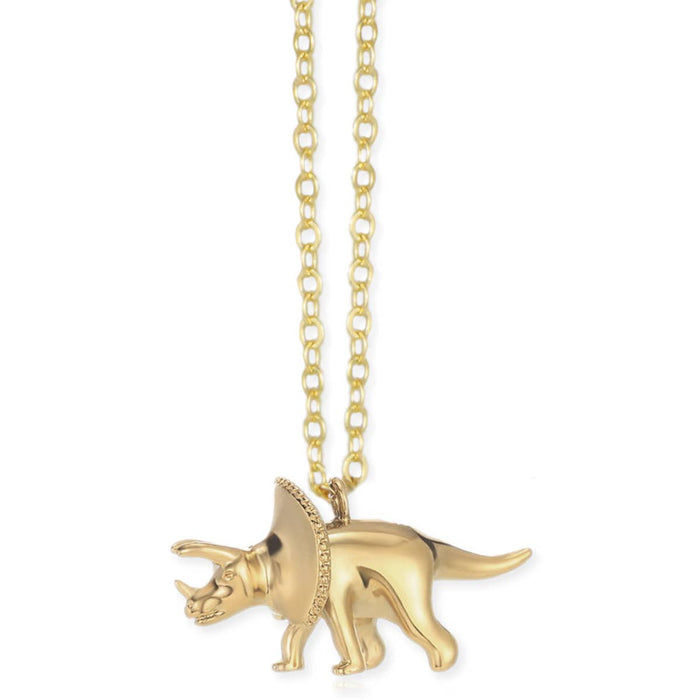 Prehistoric Times Gold Triceratops Necklace