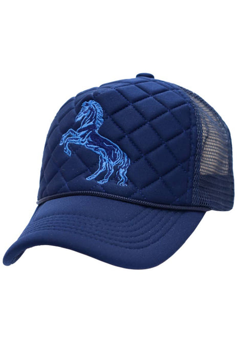 Cap Zone - Rodeo Horse Diamond Quilt Stitch Padded Trucker Hat: Khaki