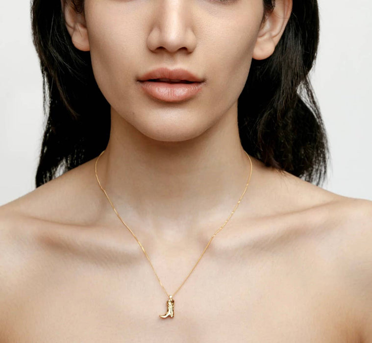 CowGirl Costal Dainty Boot Necklace 14K Steel "Kick ASS"