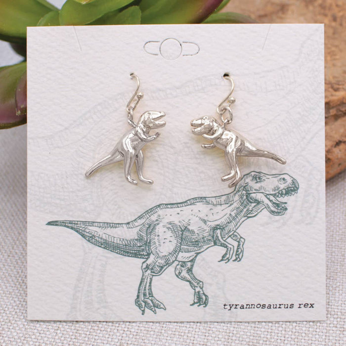 Prehistoric Times Silver Tyrannosaurus Rex Earrings