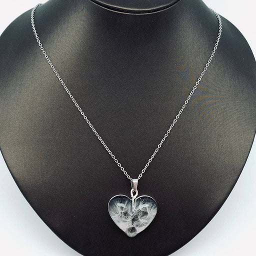 Dandelions Dried Plant Heart-shaped Charm Necklace - PDF