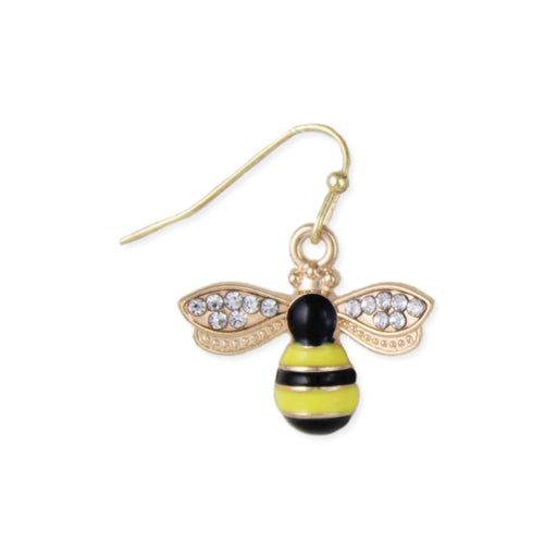 Crystal Wings Gold Bumble Bee Earrings