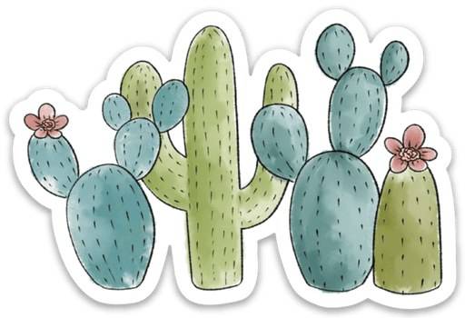 Cactus Club Watercolor Sticker, 3.5x2.25in