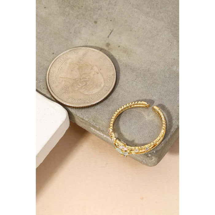 Double Line Rhinestone Fashion Ring