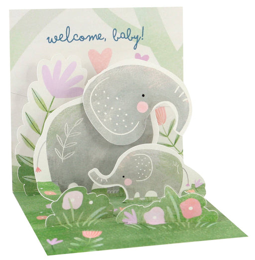 Cute Baby Elephant Mini Pop-up Card - Baby Welcome Card