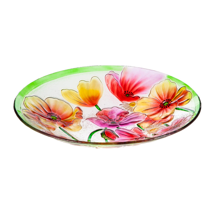 Poppy Glass Bird Bath Bowl