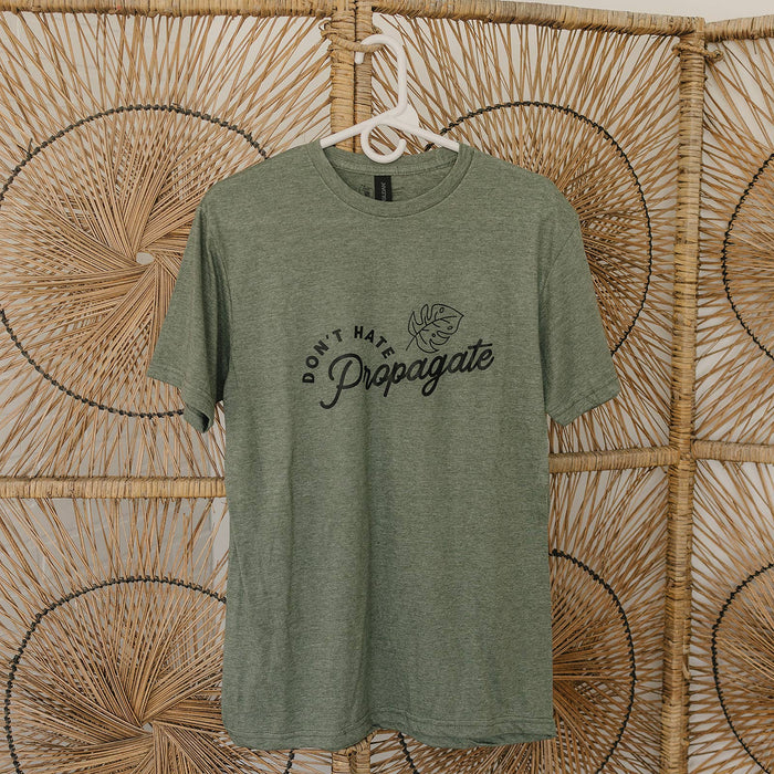 Don't Hate, Propagate" Plant Themed Graphic T-Shirt