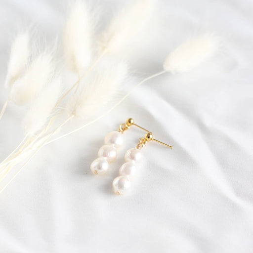 Organic Pearl Trio Earrings | Gold