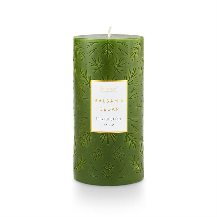 Balsam & Cedar Etched Pillar Candle
