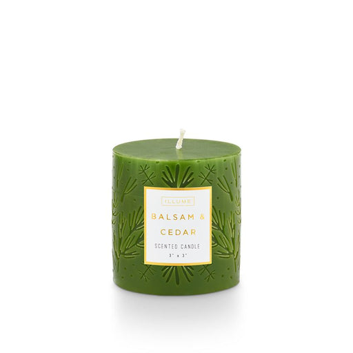 Balsam & Cedar Etched Pillar Candle