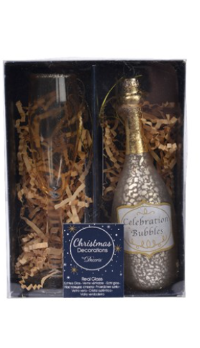 Ornament - Champagne Flute & Bottle Set