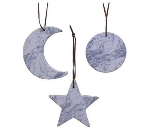 Ornament - Moon/Star/Crescent Marble