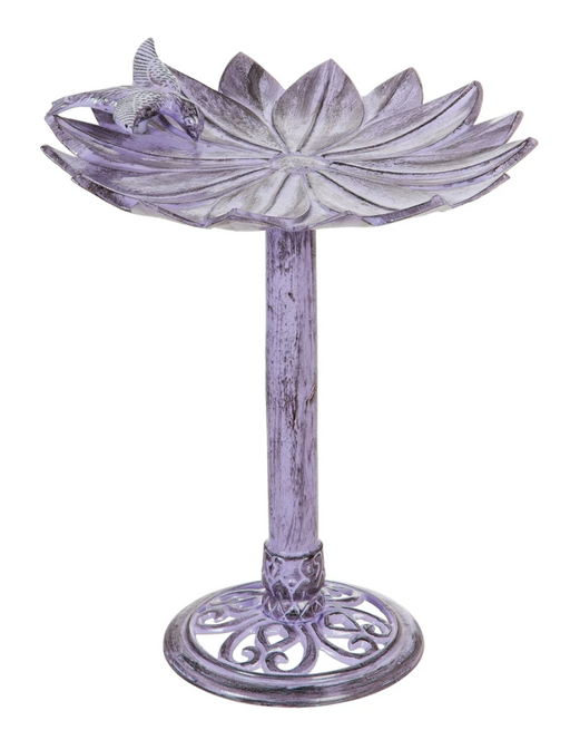 Bird Bath Purple Metal w/Bird
