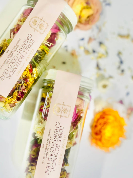 Edible Botanical Garnish + Gold Leaf