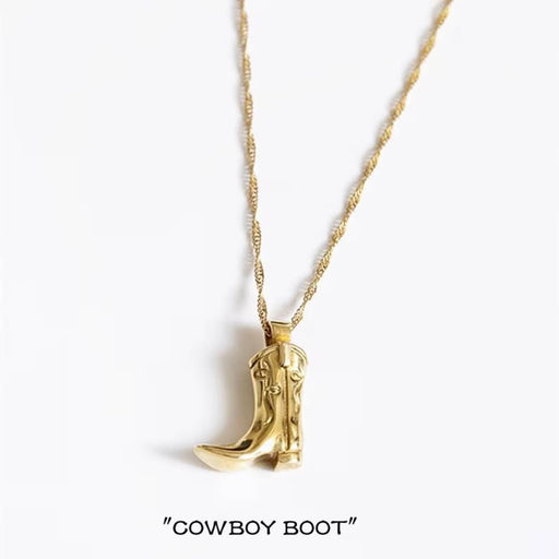 CowGirl Costal Dainty Boot Necklace 14K Steel "Kick ASS"