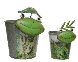 Small Iron Planter with Frog Face