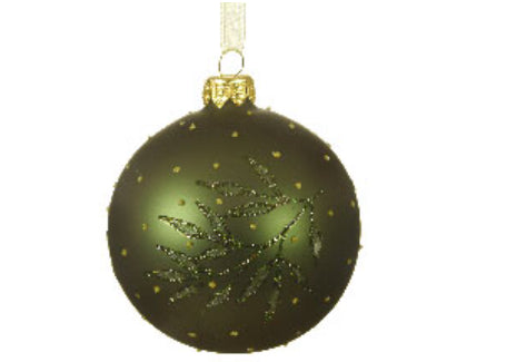 Ornament Green Ball with Gold Leaf