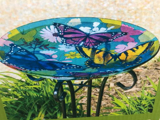 Bird Bath 16” Butterflies with stand