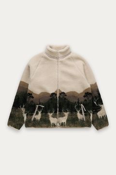 Elk Wildlife Printed Sherpa Jacket