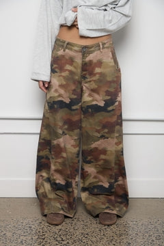 Camo Print Low-Curve Utility Pants