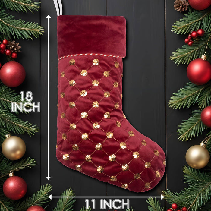 Large Intricate Quilting Style Christmas Stockings