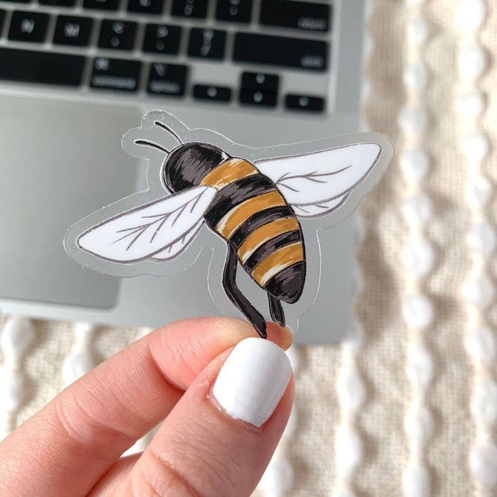 Clear Honey Bee Sticker 2x2.25in