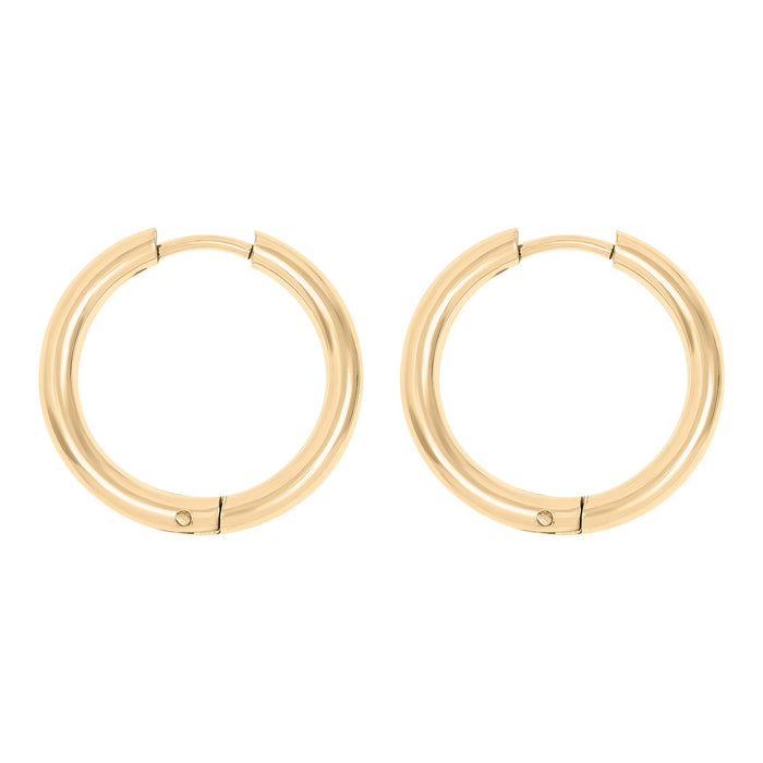 18K Gold PVD Stainless Steel Circle Huggie Hoop Earrings