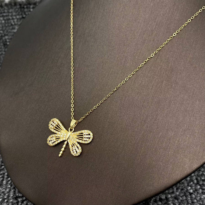 Dragonfly Charm Gold-plated Necklace