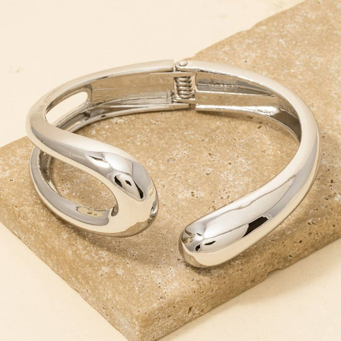 Contrasting Open Hinged Cuff Bracelet