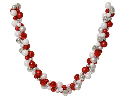 Garland Red/White/Wilver Balls 180 cm