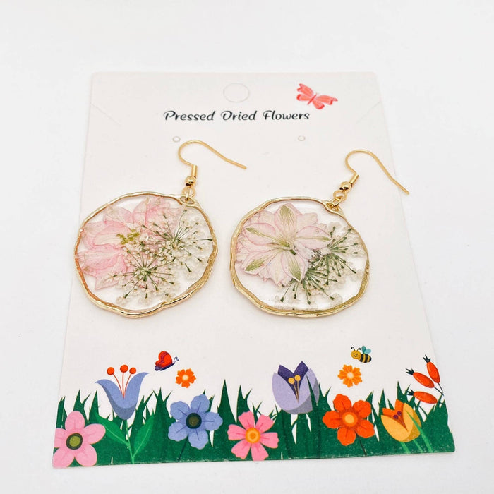 Delphinium & Queen Anne's Lace Dried Flowers Earrings