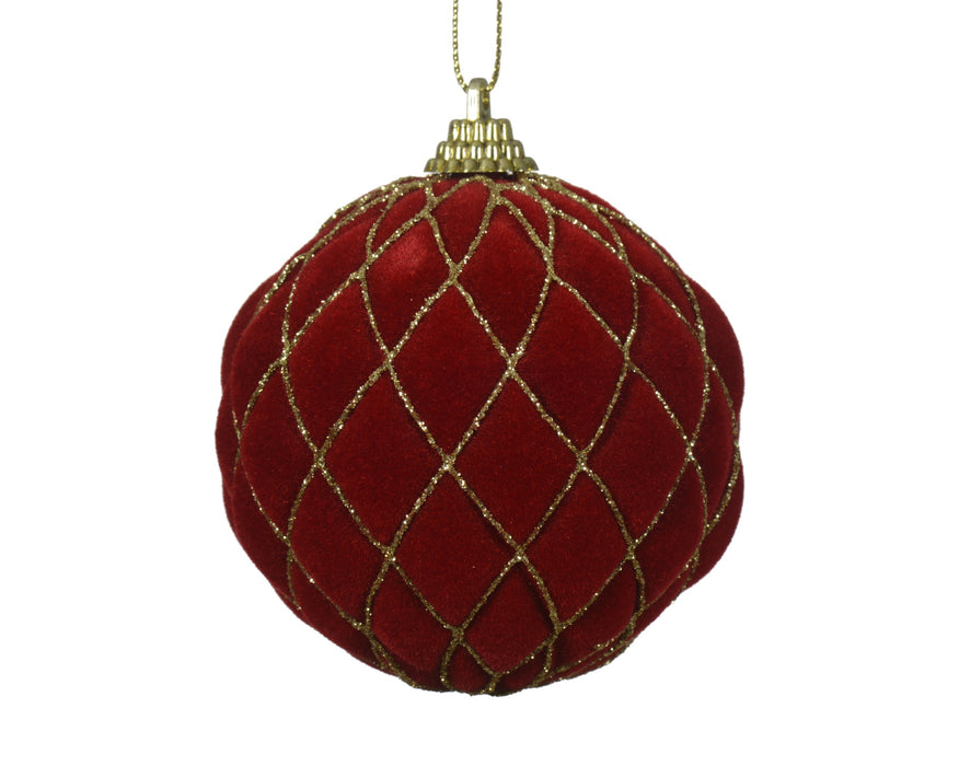 Orn Ball Red Velvet with Gold