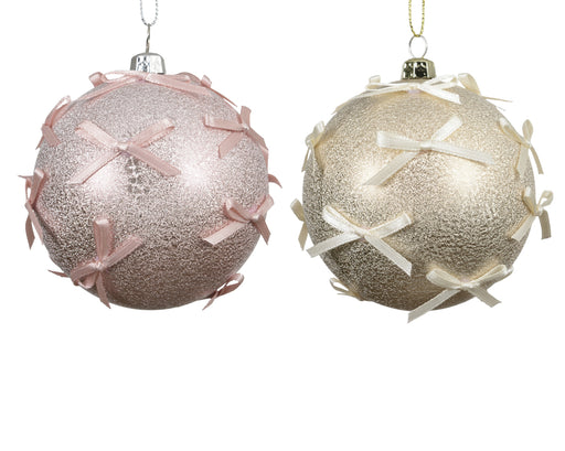 Orn Ball Pink/Cream with Matching Bow