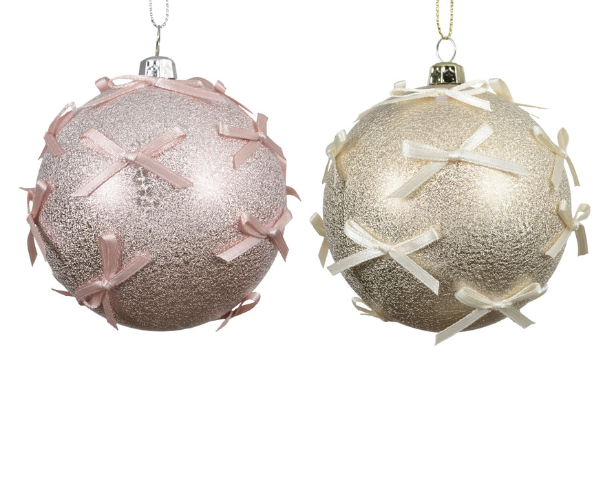Orn Ball Pink/Cream with Matching Bow