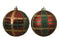 Orn Red Ball with Gold & Green Check