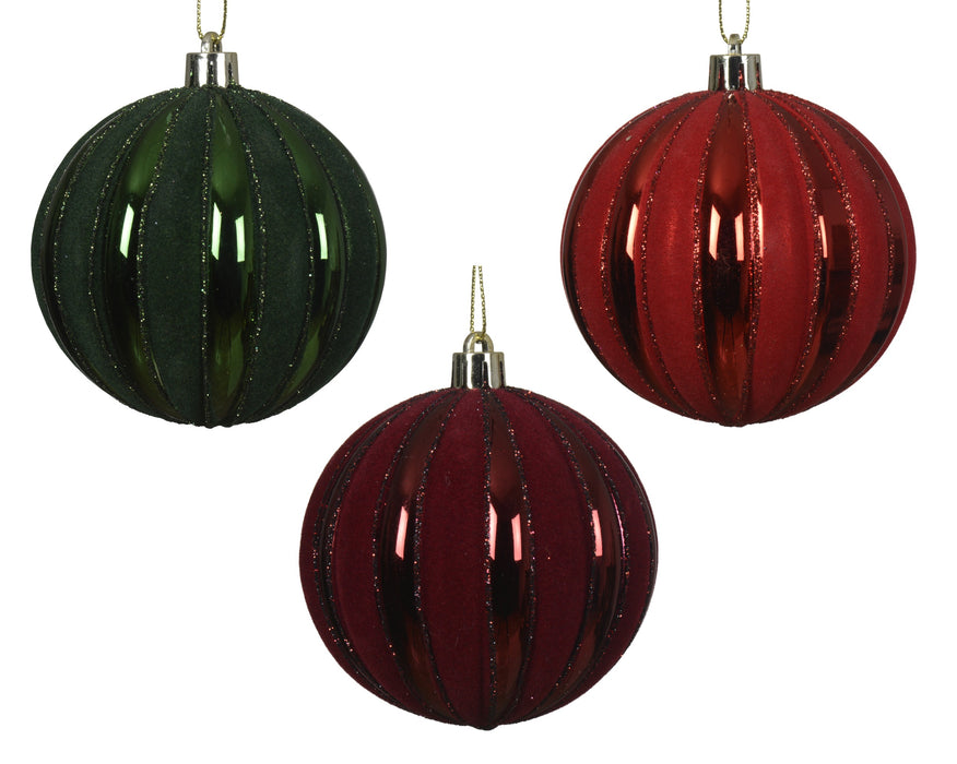 Orn Ball Shiny/Matte Red/Green/Burgundy