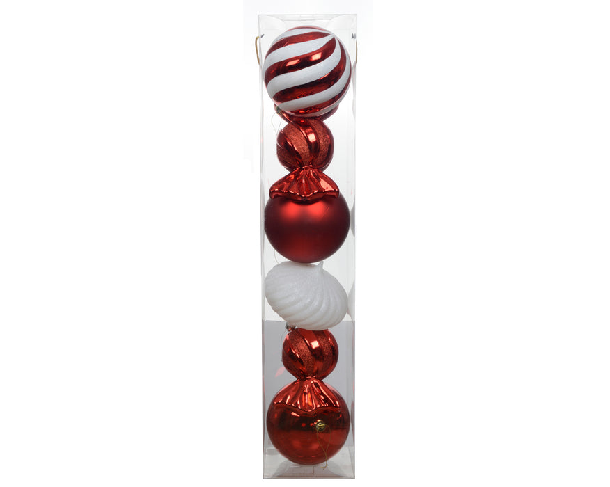 Orn Package of 6 Red/White Balls