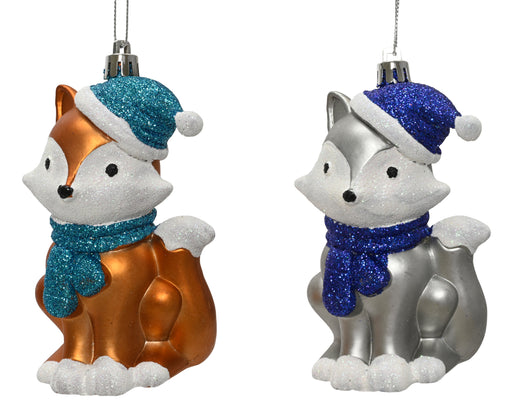 Orn Fox Red/Silver with Toque & Scarf