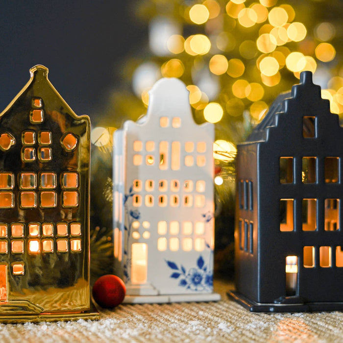 Delft bell house tea light holder