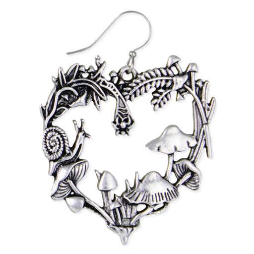 Natural Love Silver Mushroom Heart Earrings