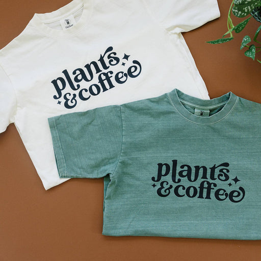 Plants & Coffee | Graphic Tee | Gifts for Plant Lovers: Juniper Green / Large