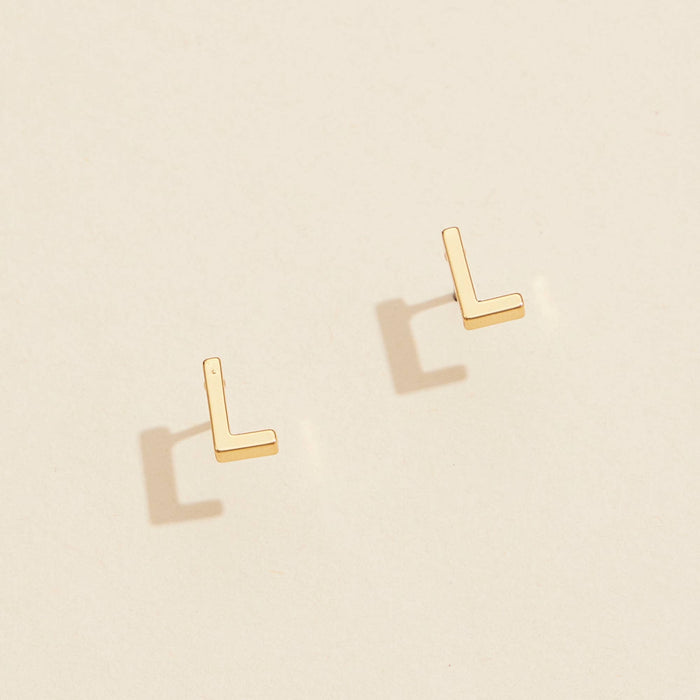 Initial Metal Stud Earrings 16 Assorted Pack