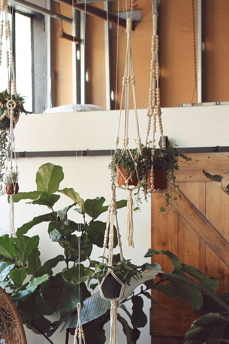 48" Beaded Plant Hanger - Fits 4"-10" Planter Macrame
