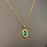 Inlaid Green Glass Hexagon Charm18K Golden SS Necklace - FGS