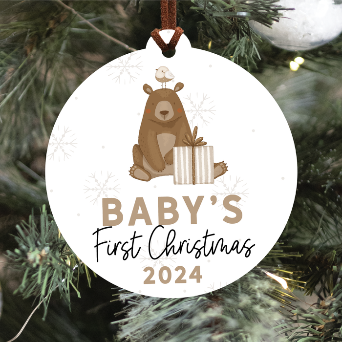 Baby's First Christmas Ornament 2024 | Brown Bear