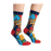 Saskatchewan Scenic Prairie Culture Crew Socks with Wheat Fields and Provincial Icons