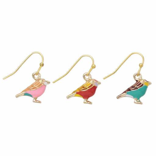 Morning Bird Colorful Gold Sparrow Earrings